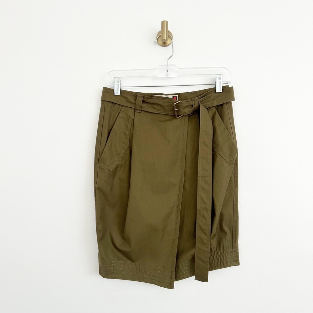 Zara Srpls Khaki Green Cotton Utility Military Skirt Size XS
